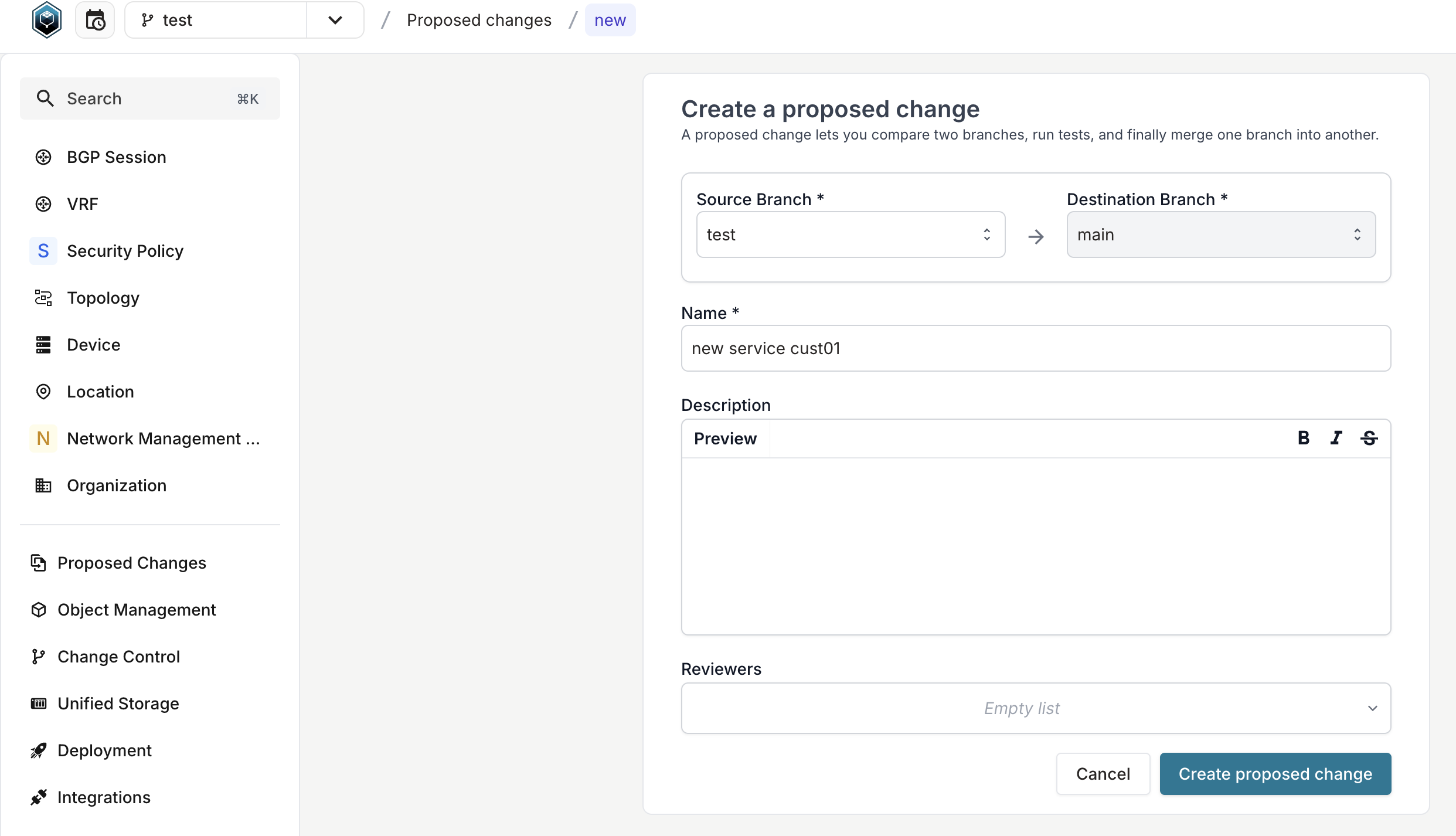 proposed change