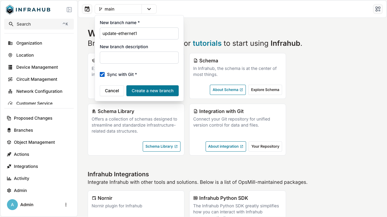 Create new branch (Sync with Git)